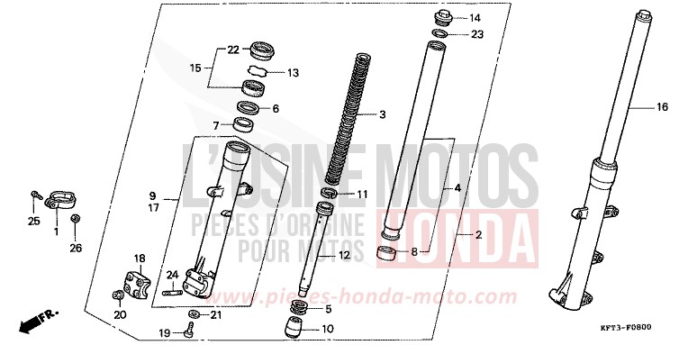 FOURCHETTE AVANT de City Fly CORSA GREEN (G163E) 1998